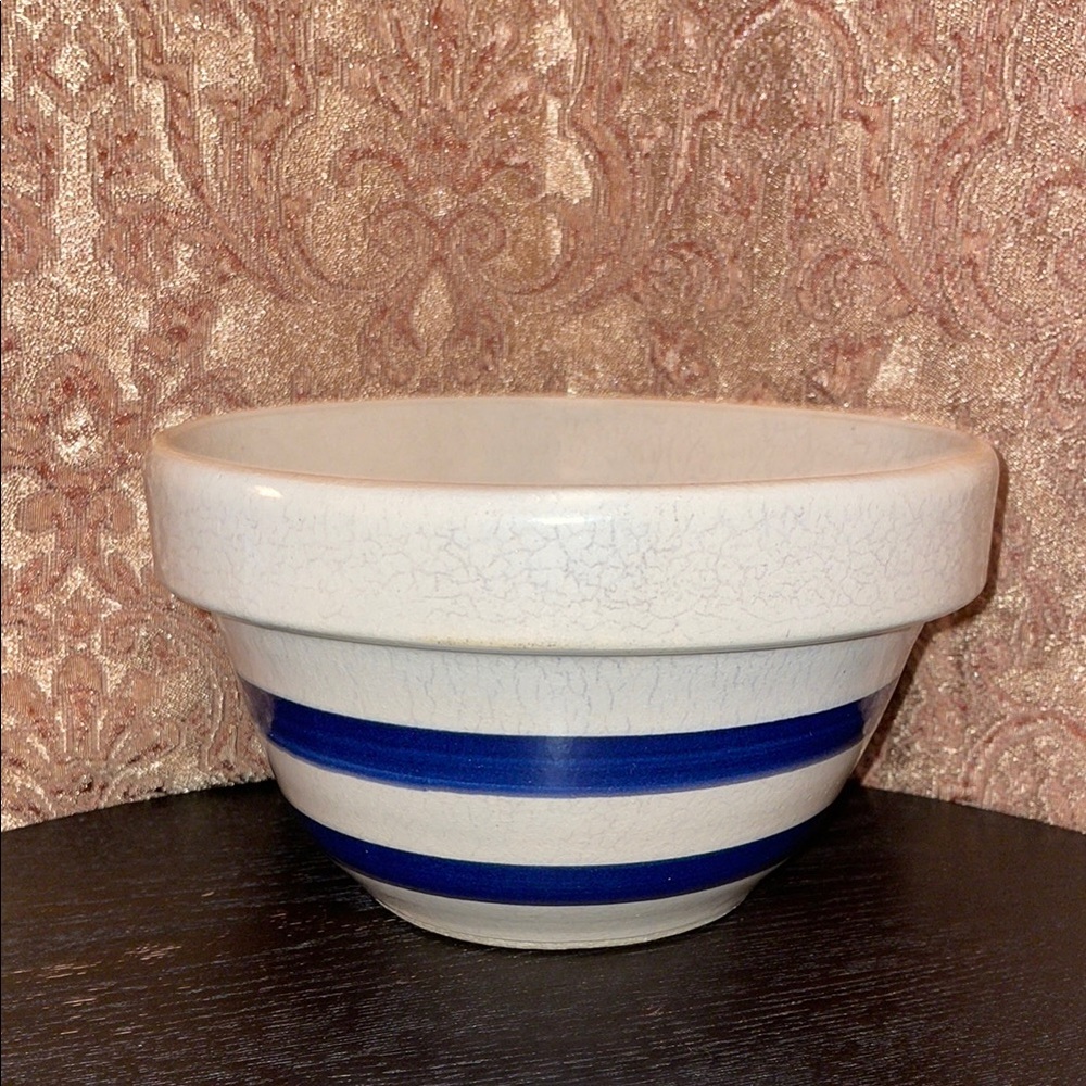 Vintage R.R.P. Company Blue & White Striped Bowl.
